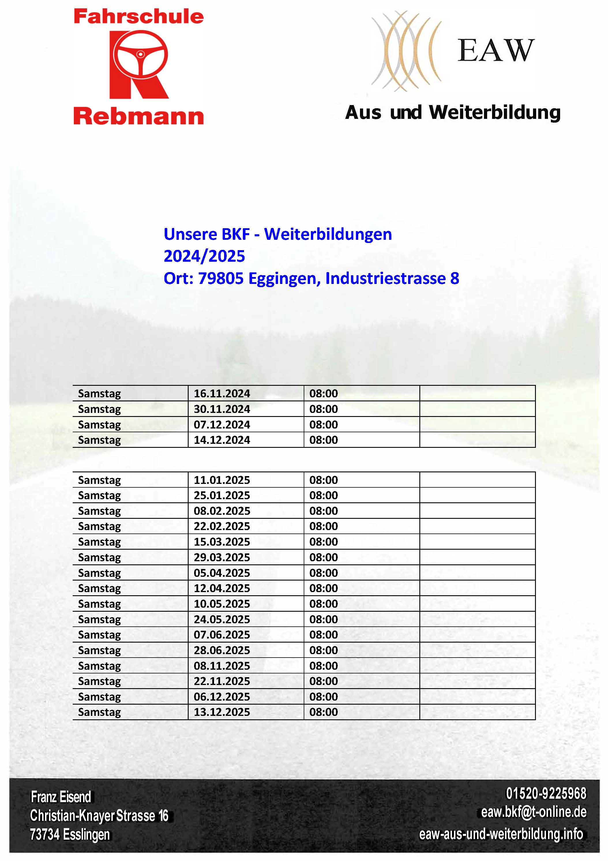 Terminübersicht 2024 & 2025